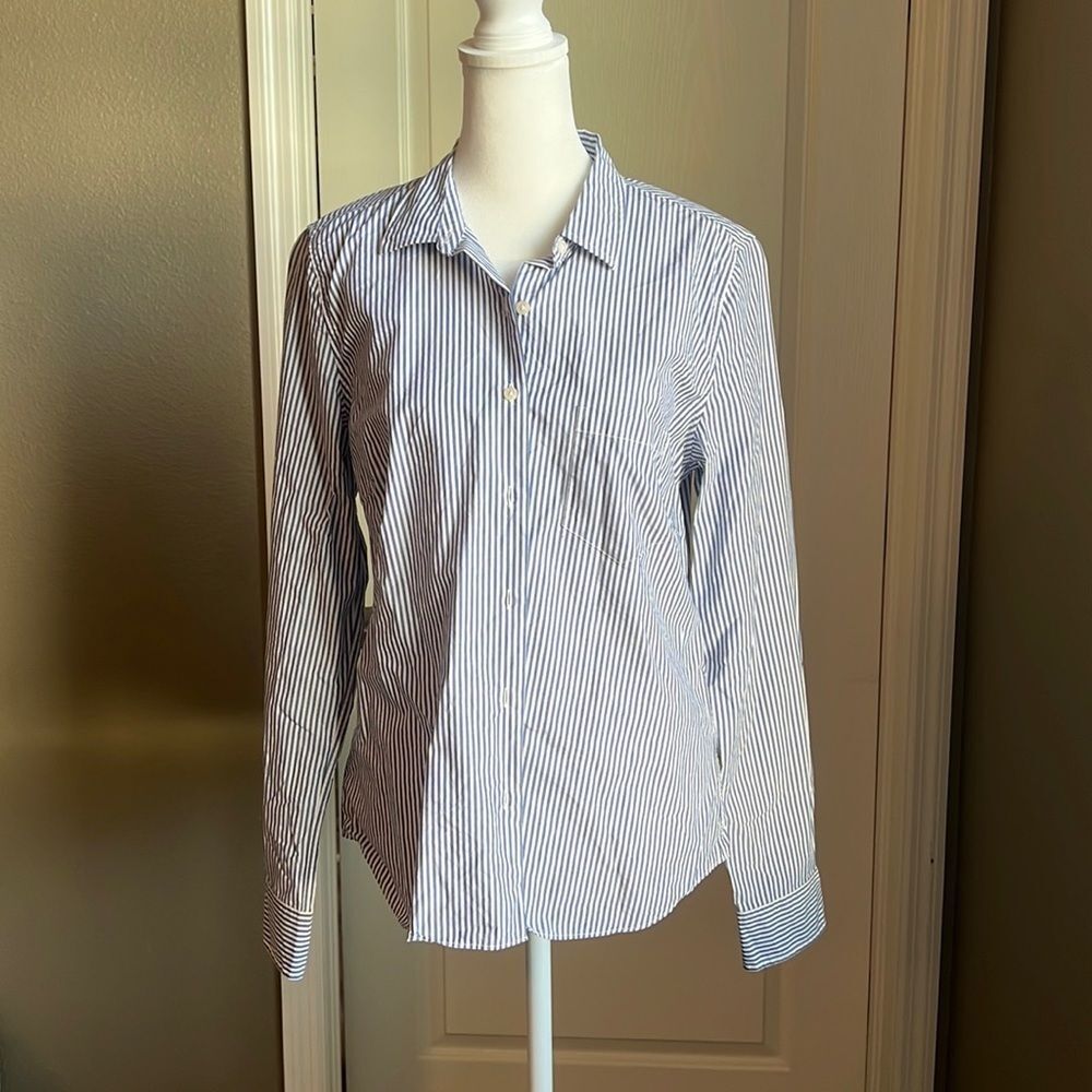 Untuckit Spagnol Blue/White Striped Shirt Size 8
